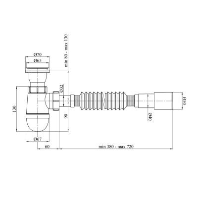 Сифон для кухонної мийки Kroner KRP - TW01 1 1/2