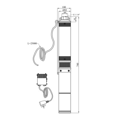 Насос глибинний відцентрований багатоступінчатий Pumpman 4STM3-7-0,37 кВт Hmax 50 м Qmax 4,8 куб.м 370 Вт Насос глибинний відцентрований багатоступінчатий Pumpman 4STM3-7-0,37 кВт Hmax 50 м Qmax 4,8 куб.м 370 Вт