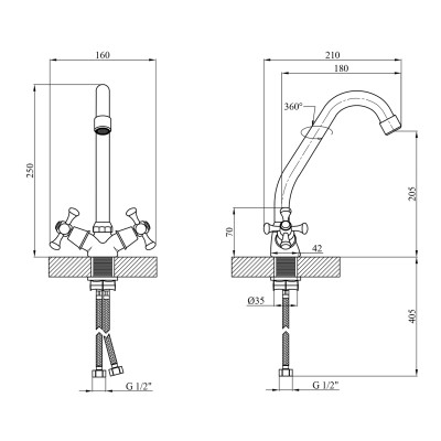 Змішувач для кухні Kroner KRM Rhein - C030 Змішувач для кухні Kroner KRM Rhein - C030