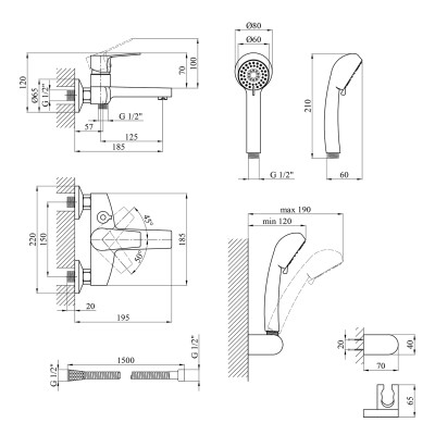 Змішувач для ванни Kroner KRP Enzo - C060 Змішувач для ванни Kroner KRP Enzo - C060