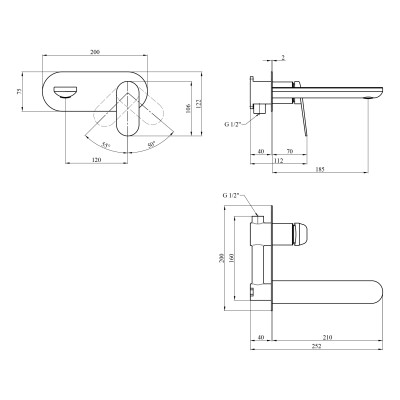 Змішувач прихованого монтажу для раковини Kroner Element 211133B-0101 Змішувач прихованого монтажу для раковини Kroner Element 211133B-0101