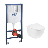 Комплект 4 в 1: Інсталяція Grohe Rapid SL 3 в 1 38772001 + Унітаз безободковий Kroner Harz WHI523632 RIMLESS з сидінням Slim Duroplast / Soft-close / Quick relase KH523632WHIR (38772001KH523632) Комплект 4 в 1: Інсталяція Grohe Rapid SL 3 в 1 38772001 + Унітаз безободковий Kroner Harz WHI523632 RIMLESS з сидінням Slim Duroplast / Soft-close / Quick relase KH523632WHIR (38772001KH523632)