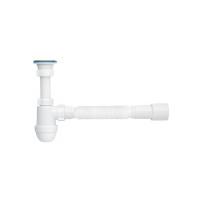Сифон для раковини ANIplast з різьбовим випуском 70 мм, з гнучкою трубою 40х40/50 мм С0115EU Сифон для раковини ANIplast з різьбовим випуском 70 мм, з гнучкою трубою 40х40/50 мм С0115EU
