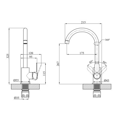 Змішувач для кухні Agua Acero - INOX035CR
