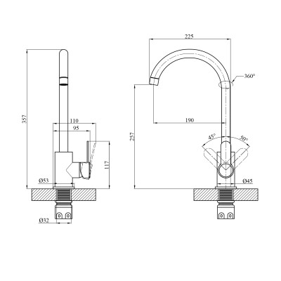 Змішувач для кухні Agua Elposo-INOX035AM