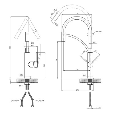 Змішувач для кухні Kroner KRP Ersel - C03900BLK Змішувач для кухні Kroner KRP Ersel - C03900BLK