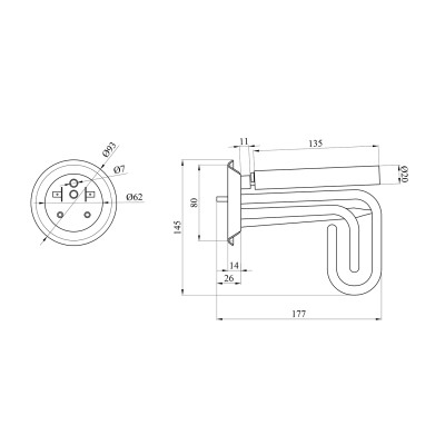 Тен для водонагрівача Kroner Small 1500 Вт Тен для водонагрівача Kroner Small 1500 Вт