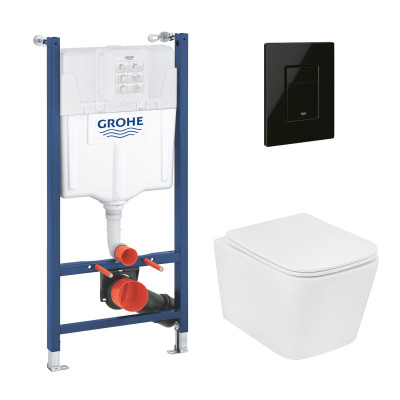 Комплект 4 в 1: Інсталяція Grohe Solido 2 в 1 38971000 + Панель змиву для унітаза Grohe Even Black 38966KV0 + Унітаз підвісний безобідковий Kroner Eifel WHI483429 TORNADO з сидінням Slim Duroplast / Soft-close / Quick relase KE483429WHIT(38971966KV0KE48T) Комплект 4 в 1: Інсталяція Grohe Solido 2 в 1 38971000 + Панель змиву для унітаза Grohe Even Black 38966KV0 + Унітаз підвісний безобідковий Kroner Eifel WHI483429 TORNADO з сидінням Slim Duroplast / Soft-close / Quick relase KE483429WHIT(38971966KV0KE48T)