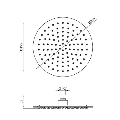 Лійка для верхнього душу Kroner KRP Edelstahl Klassisch - ESG703-25