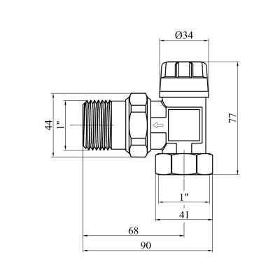 Кран термостатичний кутовий Karro 1 Кран термостатичний кутовий Karro 1