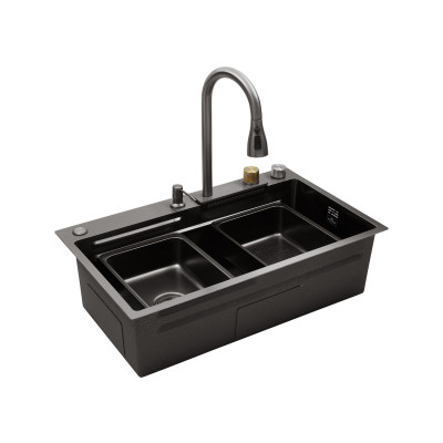 Кухонна мийка Kroner KRP Schwarze - SET7545HM PVD (3.0/0.8 мм) Кухонна мийка Kroner KRP Schwarze - SET7545HM PVD (3.0/0.8 мм)