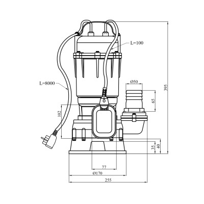 Насос фекальний Agua WQD-C-13-10-2.5 кВт з ножем