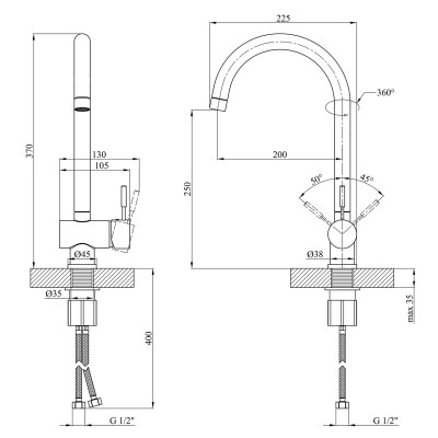 Змішувач для кухні Kroner KRM Mosel - S035 Змішувач для кухні Kroner KRM Mosel - S035