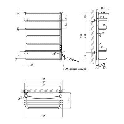 Сушарка для рушників електрична Kroner KRP Stern ER700x500-7