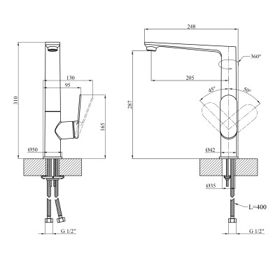 Змішувач для кухні Kroner Element 211512A-5301