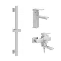 Набор змішувачів Kroner Edelstahl Kubus-ESG010 + змішувач Edelstahl Kubus-ESG060 + штанга для душу Edelstahl Kubus-ESG230