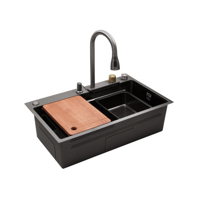 Кухонна мийка Kroner KRP Schwarze - SET7545HM PVD (3.0/0.8 мм) Кухонна мийка Kroner KRP Schwarze - SET7545HM PVD (3.0/0.8 мм)