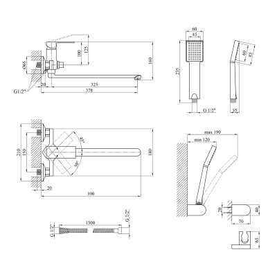 Змішувач для ванни Kroner KRP Harz - C070 Змішувач для ванни Kroner KRP Harz - C070