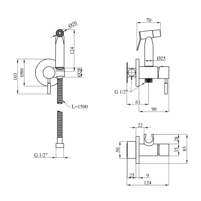 Набір для гігієнічного душу прихованого монтажу зі змішувачем Kroner KRP Edelstahl Klassisch - ESG053 Набір для гігієнічного душу прихованого монтажу зі змішувачем Kroner KRP Edelstahl Klassisch - ESG053