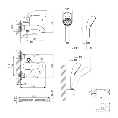 Змішувач для ванни Kroner KRP Konstante - C060 Змішувач для ванни Kroner KRP Konstante - C060
