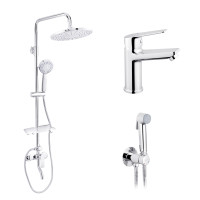 Набор 3 в 1 душова система Kroner Armada-C064K + змішувач Hagen-C010 + змішувач Bidet-C082