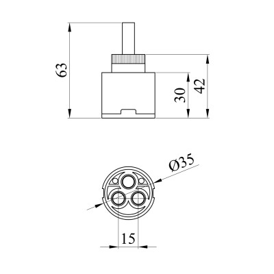 Картридж для змішувача Kroner KRP - PM35-1 з пластиковим штоком