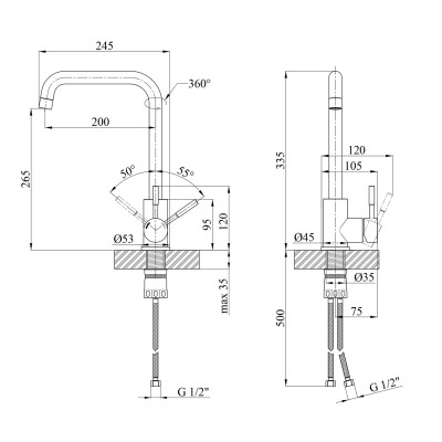 Змішувач для кухні Kroner KRP Edelstahl Klassisch - ESG037 Змішувач для кухні Kroner KRP Edelstahl Klassisch - ESG037