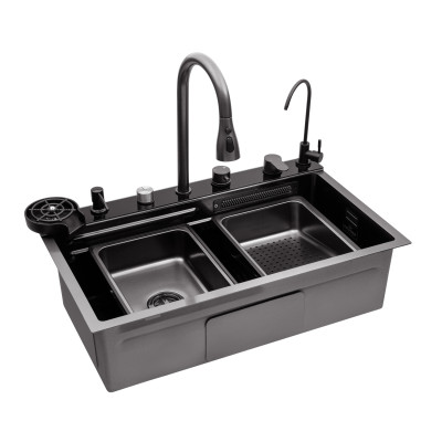 Кухонна мийка Kroner KRP Schwarze - SET7545F4HM PVD (3.0/0.8 мм) Кухонна мийка Kroner KRP Schwarze - SET7545F4HM PVD (3.0/0.8 мм)