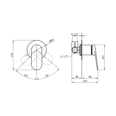 Змішувач прихованого монтажу для душу Kroner Element 211433-5301
