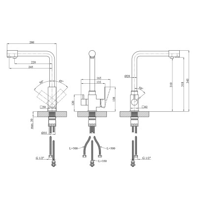 Змішувач для кухні з підключенням до фільтра Kroner KRP Edelstahl Kubus - SCH03810 Змішувач для кухні з підключенням до фільтра Kroner KRP Edelstahl Kubus - SCH03810