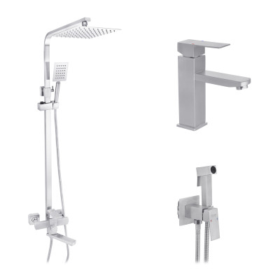 Набор 3 в 1 душова система Kroner Edelstahl Kubus-ESG063 + змішувач Edelstahl Kubus-ESG010 + змішувач Kroner Edelstahl Kubus-ESG053 Набор 3 в 1 душова система Kroner Edelstahl Kubus-ESG063 + змішувач Edelstahl Kubus-ESG010 + змішувач Kroner Edelstahl Kubus-ESG053