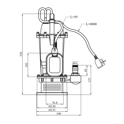 Насос дренажний Agua QDX 5-16-0.37 Нmax 16 м Qmax 5 куб.м P 370 Вт корпус алюміній