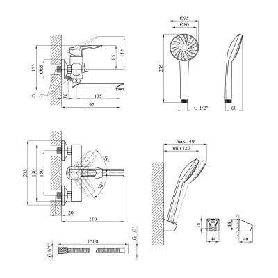 Змішувач для ванни Kroner KRM Kante - C060 Змішувач для ванни Kroner KRM Kante - C060