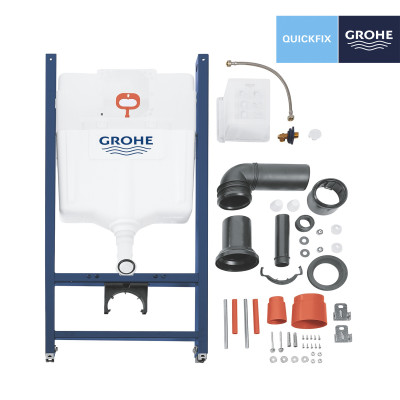 Комплект 4 в 1: Інсталяція GROHE Solido 3 в 1 3884966Q + Унітаз безобідковий Kroner Oker WHI533536 RIMLESS з сидінням Slim Duroplast / Soft-close / Quick relase KO533536WHIR (3884966KO533536)