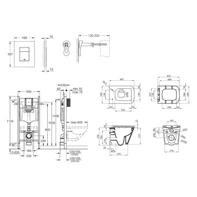 Комплект 4 в 1: Інсталяція GROHE Solido 3 в 1 3884966Q + Унітаз безобідковий Kroner Eifel WHI493436 TORNADO (3884966KE49T) Комплект 4 в 1: Інсталяція GROHE Solido 3 в 1 3884966Q + Унітаз безобідковий Kroner Eifel WHI493436 TORNADO (3884966KE49T)