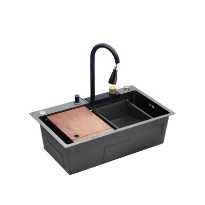 Кухонна мийка Kroner KRP Schwarze - SET7546HM PVD (3.0/0.7 мм) Кухонна мийка Kroner KRP Schwarze - SET7546HM PVD (3.0/0.7 мм)