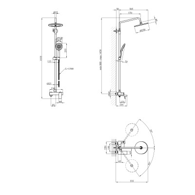 Набор 2 в 1 душова система Kroner Graz-GRP063 + змішувач Graz-GRP010