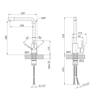Змішувач для кухні Kroner KRP Edelstahl Klassisch - ESG034 Змішувач для кухні Kroner KRP Edelstahl Klassisch - ESG034