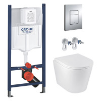 Комплект 4 в 1: Інсталяція GROHE Solido 3 в 1 3884966Q + Унітаз безобідковий Kroner Armada WHI513636 TORNADO (3884966KA51T) Комплект 4 в 1: Інсталяція GROHE Solido 3 в 1 3884966Q + Унітаз безобідковий Kroner Armada WHI513636 TORNADO (3884966KA51T)