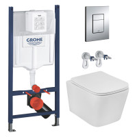 Комплект 4 в 1: Інсталяція GROHE Solido 3 в 1 3884966Q + Унітаз безобідковий Kroner Eifel WHI493436 TORNADO (3884966KE49T) Комплект 4 в 1: Інсталяція GROHE Solido 3 в 1 3884966Q + Унітаз безобідковий Kroner Eifel WHI493436 TORNADO (3884966KE49T)