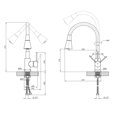 Змішувач для кухні Kroner KRP Küche - C031BLK Змішувач для кухні Kroner KRP Küche - C031BLK
