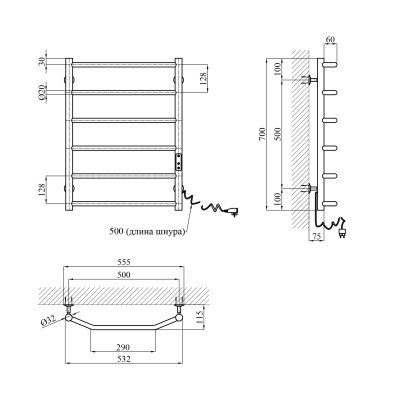 Сушарка для рушників електрична Kroner KRP Diva ER700x500-6