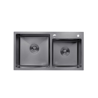 Кухонна мийка Kroner KRP Schwarze - 7843ZHM PVD (3.0/1.0 мм) Кухонна мийка Kroner KRP Schwarze - 7843ZHM PVD (3.0/1.0 мм)