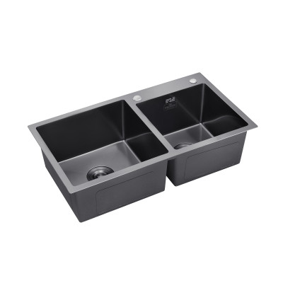 Кухонна мийка Kroner KRP Schwarze - 7843ZHM PVD (3.0/1.0 мм)
