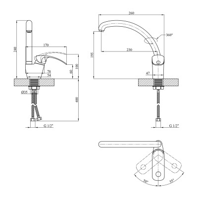 Змішувач для кухні Kroner KRP Konstante - C032 Змішувач для кухні Kroner KRP Konstante - C032
