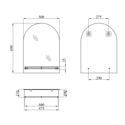 Дзеркало Kroner KRM Belantis - ACS703 з полицею