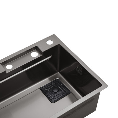 Кухонна мийка Kroner KRP Schwarze - SET7545HM PVD (3.0/0.8 мм) Кухонна мийка Kroner KRP Schwarze - SET7545HM PVD (3.0/0.8 мм)