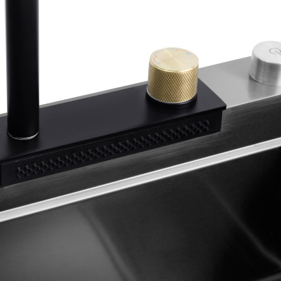 Кухонна мийка Kroner KRP Schwarze - SET7546HM PVD (3.0/0.7 мм) Кухонна мийка Kroner KRP Schwarze - SET7546HM PVD (3.0/0.7 мм)