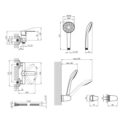 Змішувач для душу Kroner KRP Bremen - C050 Змішувач для душу Kroner KRP Bremen - C050