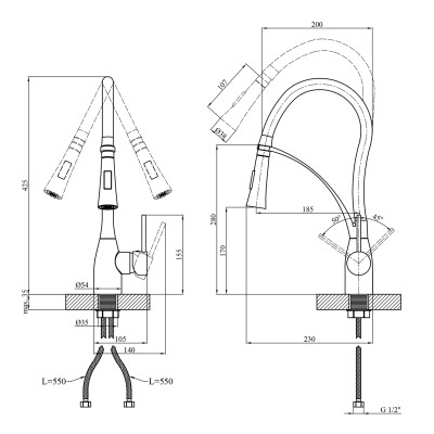 Змішувач для кухні Kroner KRP Ersel - GRP03393BLK Змішувач для кухні Kroner KRP Ersel - GRP03393BLK